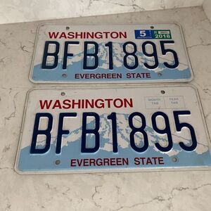 Evergreen State of Washington BFB1895 Vehicle‎ Licence Plates Matching Pair